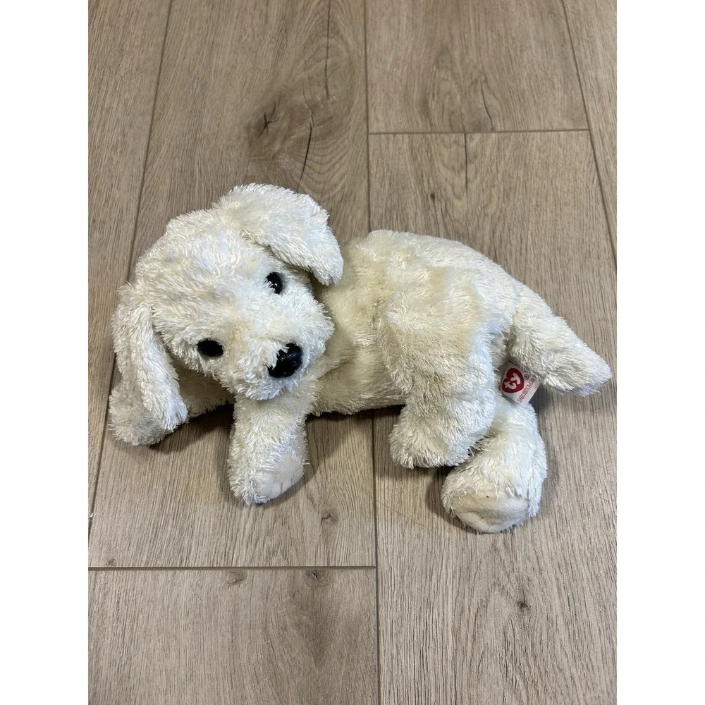 Tidbit Ty Classics Puppy Dog Plush Retriever Doodle Cream Ivory White 2001 Silk